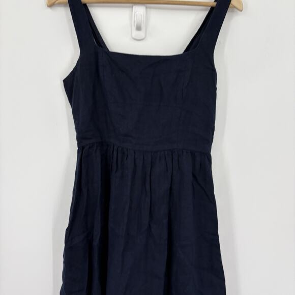 Quince European Linen Fit Flare Midi Dress Women Small Pockets Coastal Capsule - Picture 4 of 12